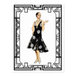 Vintage Black and White 1930s Beaded Dress Postcard