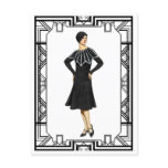 Vintage Black and White 1930s Sweater Dress Postcard