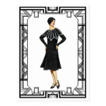 Vintage Black and White 1930s Sweater Dress Postcard