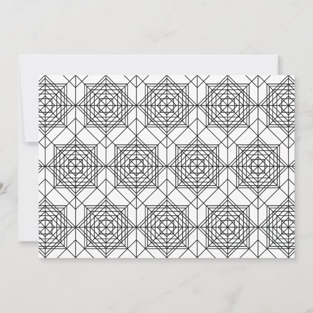 Vintage Black and White Abstract Linear Pattern Card (Back)