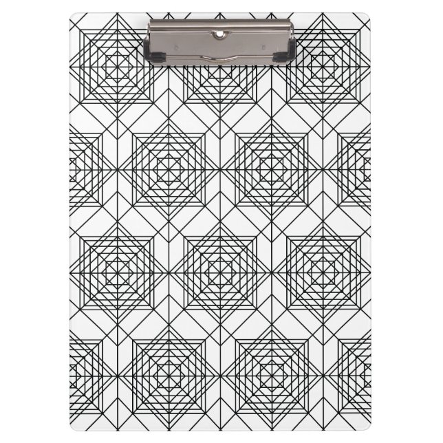 Vintage Black and White Abstract Linear Pattern Clipboard (Front)