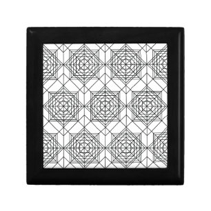 Vintage Black and White Abstract Linear Pattern Gift Box