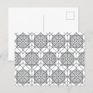 Vintage Black and White Abstract Linear Pattern Postcard