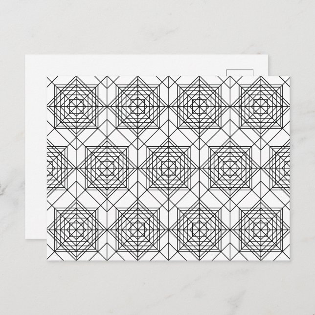Vintage Black and White Abstract Linear Pattern Postcard (Front/Back)
