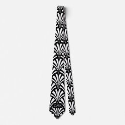 Vintage Black and White Art Deco Pattern Tie