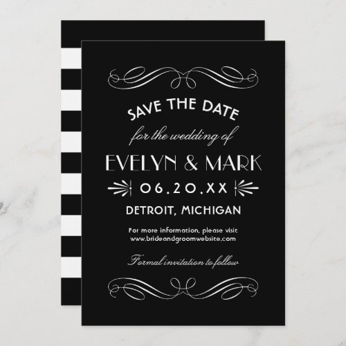 Vintage Black and White Art Deco Wedding Save The Date