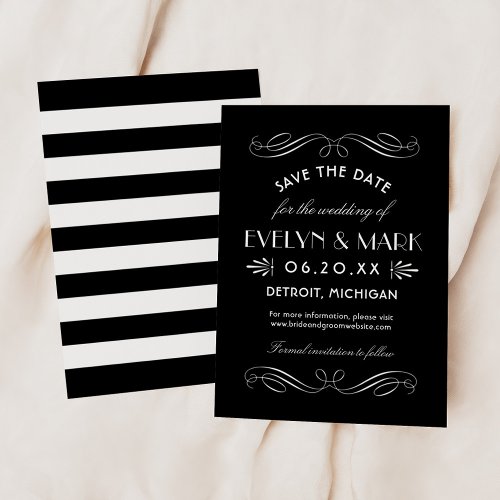 Vintage Black and White Art Deco Wedding Save The Date