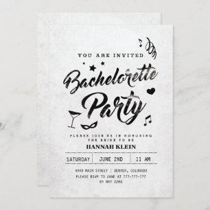 Vintage Black and White Bachelorette Invitation