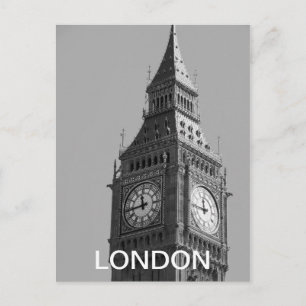 Vintage Black and White Big Ben London postcard