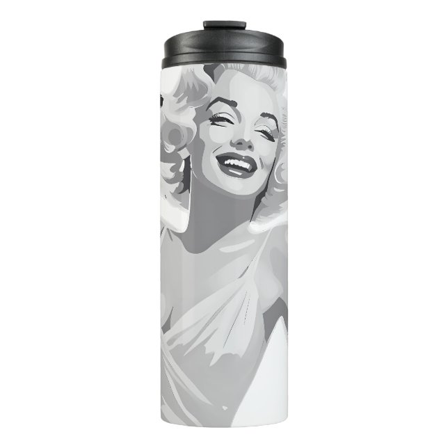 Vintage Black and White Blond Thermal Tumbler (Front)