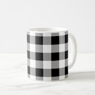 Vintage Black and White Buffalo Plaid Coffee Mug