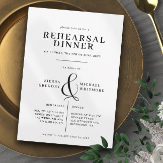 Vintage Black and White Classic Rehearsal Dinner Invitation