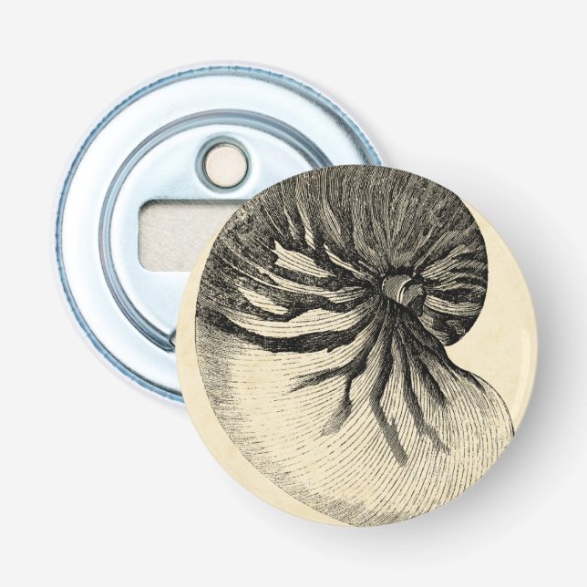 Vintage Black and White Conch Shell Bottle Opener (Front)