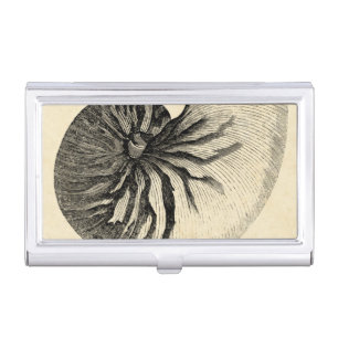 Vintage Black and White Conch Shell Business Card Case