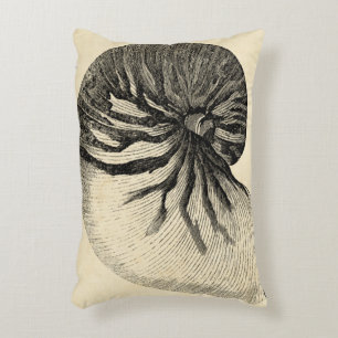 Vintage Black and White Conch Shell Decorative Pillow