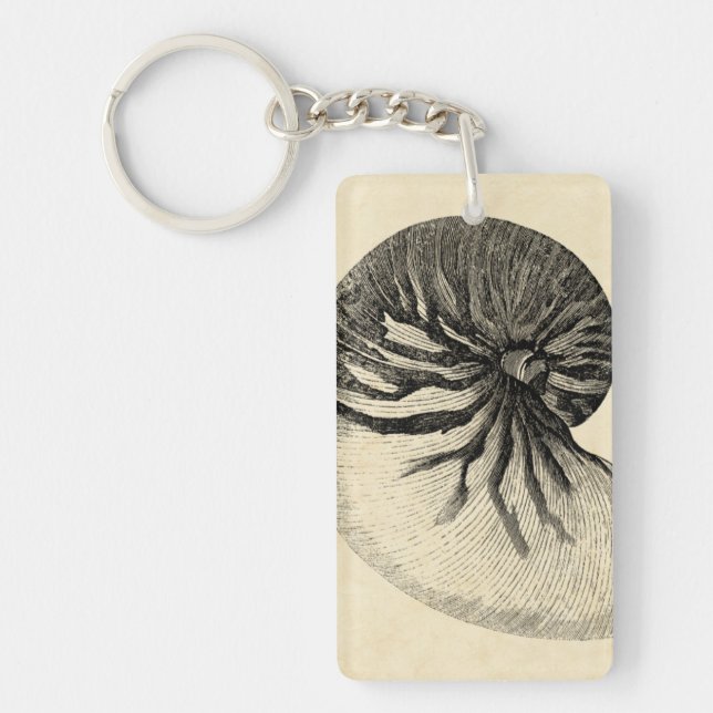 Vintage Black and White Conch Shell Keychain (Front)