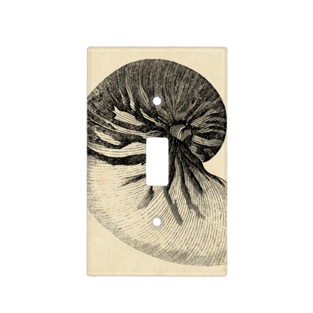 Vintage Black and White Conch Shell Light Switch Cover (Front)