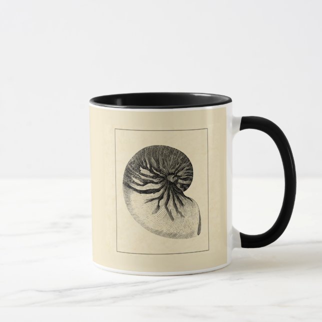 Vintage Black and White Conch Shell Mug (Right)