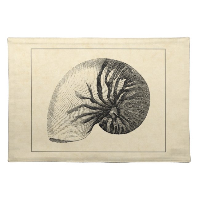 Vintage Black and White Conch Shell Placemat (Front)