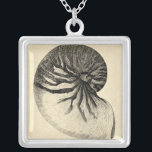 Vintage Black and White Conch Shell Silver Plated Necklace<br><div class="desc">Get this unique black and white Conch seashell image on your next product. This amazing,  sepia background with a Black and White Conch will look great on anything. Take the beach with you everywhere you go.</div>