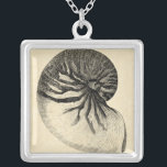 Vintage Black and White Conch Shell Silver Plated Necklace<br><div class="desc">Get this unique black and white Conch seashell image on your next product. This amazing,  sepia background with a Black and White Conch will look great on anything. Take the beach with you everywhere you go.</div>