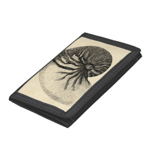 Vintage Black and White Conch Shell Trifold Wallet