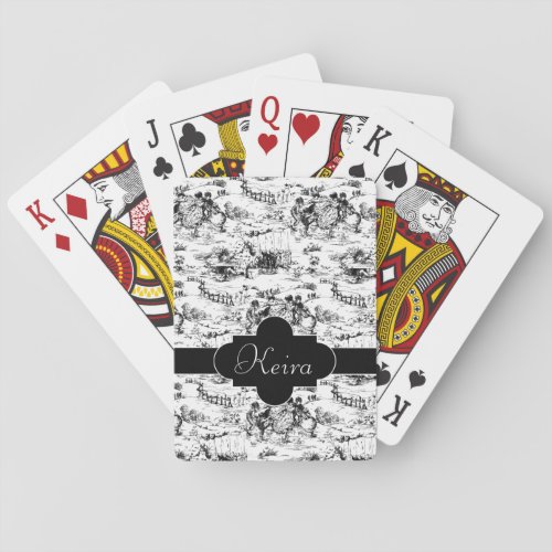 Vintage Black and White Country Toile Poker Cards