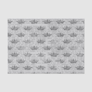 Vintage Black and White Crown Pattern Tissue Paper
