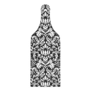 Vintage Black and White Damask Lace Brocade Cutting Board