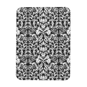 Vintage Black and White Damask Lace Brocade Magnet