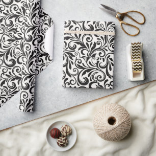 Vintage Black and White Damask Wrapping Paper