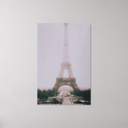 Vintage Black And White Eiffel Tower in Paris  Canvas Print