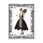 Vintage Black and White Flapper Evening Dress Postcard