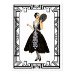 Vintage Black and White Flapper Evening Dress Postcard