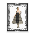 Vintage Black and White Flapper Evening Gown Postcard