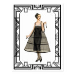 Vintage Black and White Flapper Evening Gown Postcard