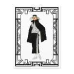 Vintage Black and White Flapper Fashion Art Postcard