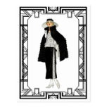 Vintage Black and White Flapper Fashion Art Postcard