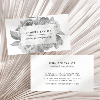 Vintage Black And White Floral Business Card by RedwoodAndVine at Zazzle