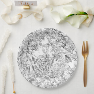 Vintage Black And White Floral Paper Plates