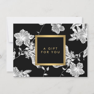 Vintage Black and White Floral Pattern Gift Card