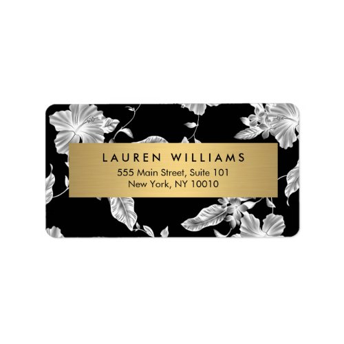 Vintage Black and White Floral Pattern Label