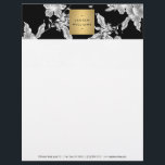 Vintage Black and White Floral Pattern Letterhead<br><div class="desc">This product is part of a suite of coordinating office supplies. A vintage-inspired floral pattern is transformed into a modern backdrop when combined with a faux metallic gold box containing your name or business name on this glamorous letterhead template. © 1201AM CREATIVE</div>