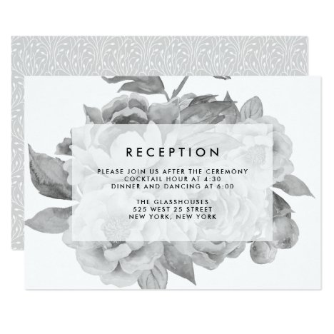 Vintage Black and White Floral Reception Card