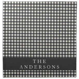 Vintage Black and White Gingham Plaid Personalized Cloth Napkin
