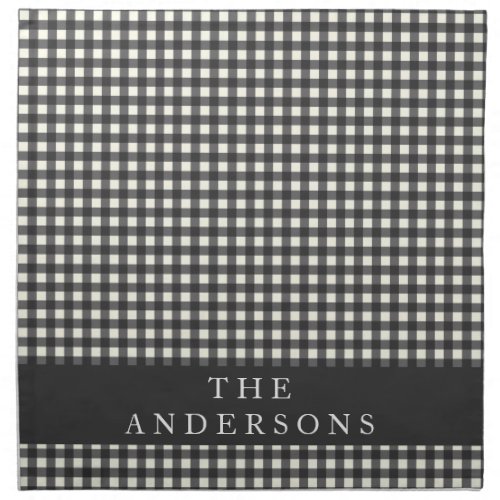 Vintage Black and White Gingham Plaid Personalized Cloth Napkin