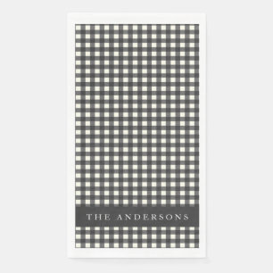 Vintage Black and White Gingham Plaid Personalized Paper Guest Towels