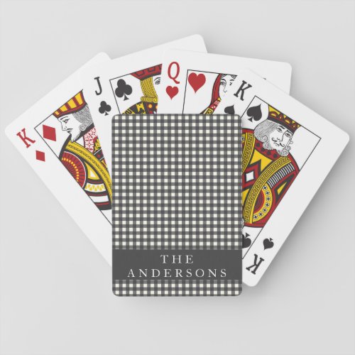 Vintage Black and White Gingham Plaid Personalized Poker Cards