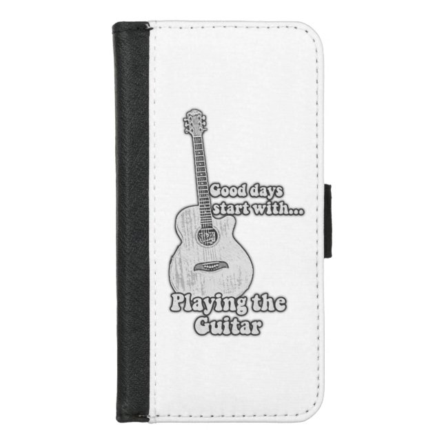 Vintage black and white guitar iPhone wallet case (Front)
