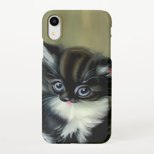 Vintage Black and White Kitten Tongue Sticking Out iPhone XR Case